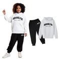 thumbnail image 1 of Kids Boys Girls Sweatsuit Set 2 Piece Long Sleeve Letter Graphic Basic Hoodie Sweatpants Joggers Set Winter Clothes Girls Sets 7-8 Years, 1 of 4
