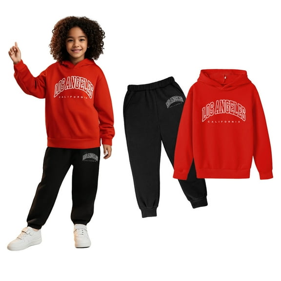 Kids Boys Girls Sweatsuit Set,2 Piece Long Sleeve Letter Pattern Pullover Hoodie Jogging Pants Winter Clothes 3-4 Years Girls Clothes