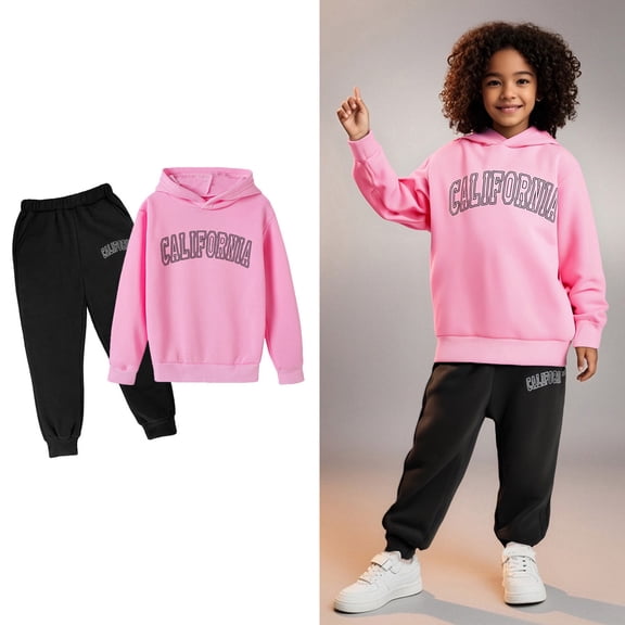 Kids Boys Girls Sweatsuit Set,2 Piece Long Sleeve Letter Pattern Tracksuit Hoodie Sweatpants Set Warm Fall Winter Clothes Boy Clothes 3-4 Years