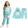 thumbnail image 1 of Kids Boys Girls Sweatsuit Set,2 Piece Long Sleeve Light Blue Soft Hoodie and Sweatpants Fall Clothes Clothes for 4-5 Years Old Girls, 1 of 7