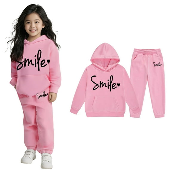 Kids Boys Girls Sweatsuit Set,2 Piece Long Sleeve Pink Hooded Sweatsuits Pullover Jogging Pants Fall Clothes Clothes for Boys 4-5 Years