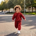 thumbnail image 1 of Kids Boys Girls Sweatsuit Set 2 Piece Long Sleeve Red Hoodie and Sweatpants Fall Clothes Clothes for Girls 3T, 1 of 3