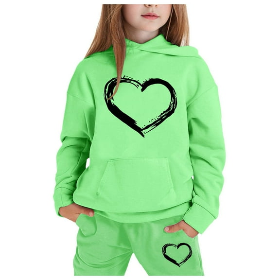 Kids Boys Girls Sweatsuit Set,2PC Long Sleeve Green Tracksuit Hoodie and Sweatpants Fall Winter Clothes Girls Jogger Set 7-8 Years Cute Boys Girls Clothing