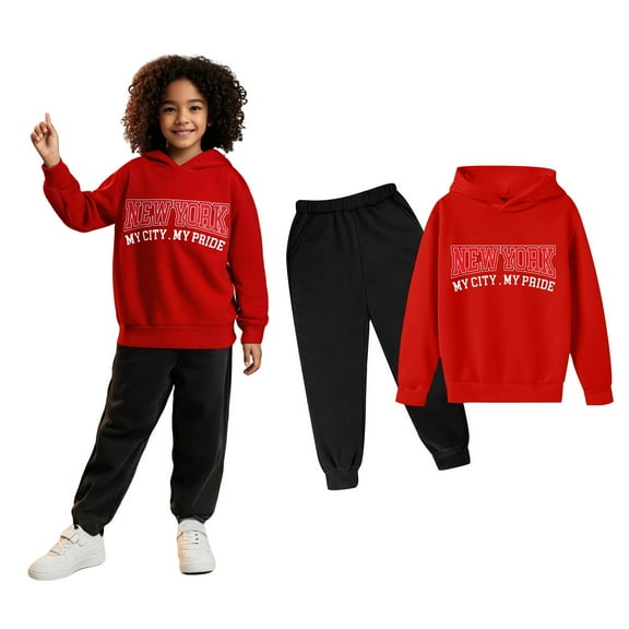 Kids Boys Girls Sweatsuit Set,2PC Long Sleeve Letter Pattern Basic Hoodie Sweatpants Warm Fall Winter Clothes Size 3-4 Years Girls Clothes