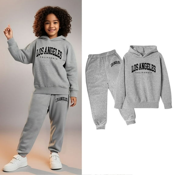 Kids Boys Girls Sweatsuit Set,2PC Long Sleeve Letter Pattern Soft Hoodie and Jogger Pants Winter Clothes Girls Jogger Set 7-8 Years