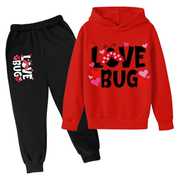 Kids Boys Girls Sweatsuit Set 2PC Long Sleeve Red Pullover Hoodie Jogger Set Warm Fall Winter Clothes Tween Clothes 7-8 Years