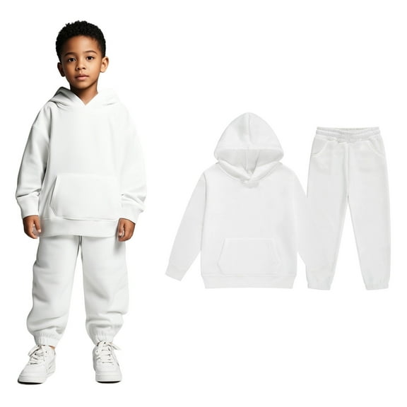 Kids Boys Girls Sweatsuit Set,2PC Long Sleeve White Hoodie Leggings Pants Warm Fall Winter Clothes Boys 8-9 Years Clothes