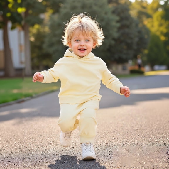 Kids Boys Girls Sweatsuit Set 2PC Long Sleeve Yellow Tracksuit Hoodie Sweatpants Fall Clothes 3T Girls Outfits