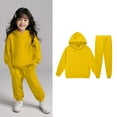 thumbnail image 1 of Kids Boys Girls Sweatsuit Set,2PC Long Sleeve Yellow Tracksuit Pullover Hoodie and Active Jogger Pants Winter Clothes Girls Jogger Set 4-5 Years, 1 of 4