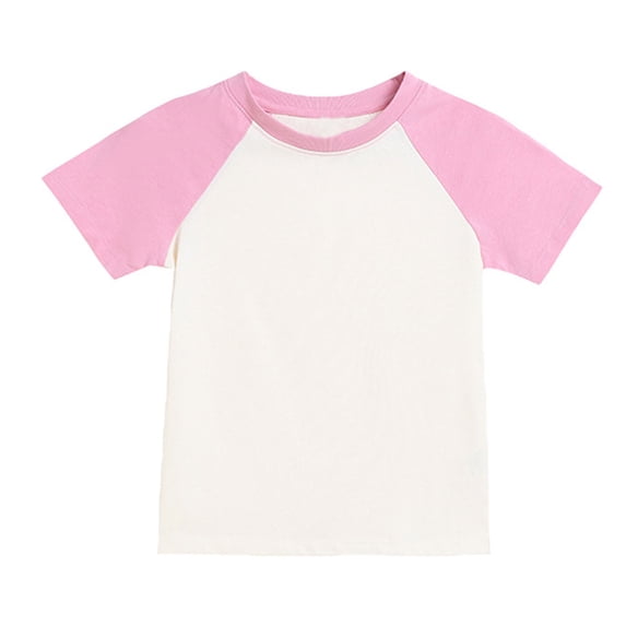 Kids Boys Girls T Shirts Casual 𝐑aglan Short Sleeve Baby Cotton Tee Crewneck Color Block Cute Sports Workout Blouses Top