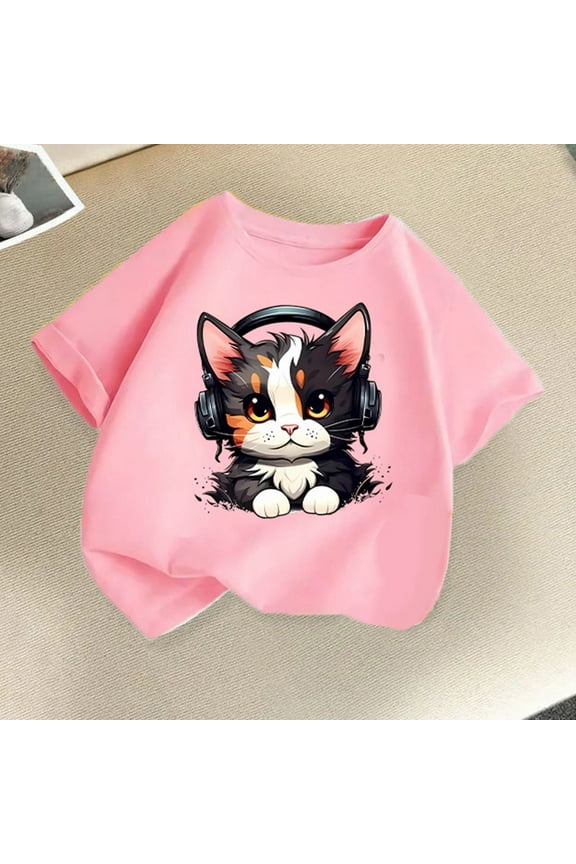 Kids Boys Girls T Shirts Trendy Funny Short Sleeve Round Neck Tshirts Teenage Boys Baggy Casual Jogging Athletic Comfy Cute Cartoon Children Tops Pink 9-10 Years