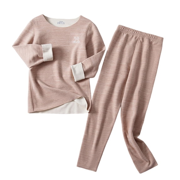 Kids Boys Girls Thermal Underwear Set Home Wear Unisex Toddler Simple Holiday Sleepwear Pajama 2pcs Set Coffee 9-10 Years