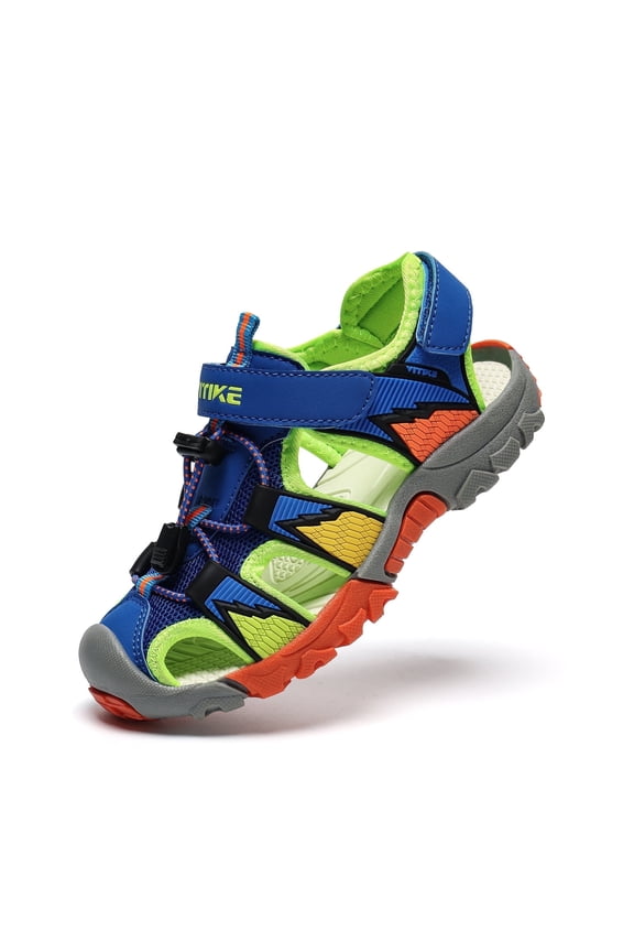 Kids Sports Closed Toe Sandals Breathable Boys Girls Non Slip Beach Water Shoes School Fashion(Size Toddler 8.5-Big Kids 6)