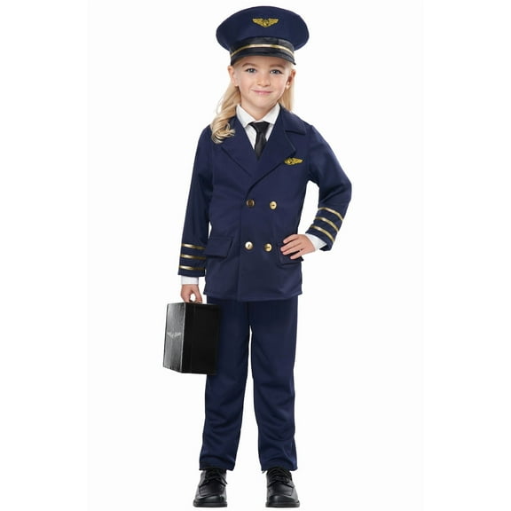 Kids Boys/Girls Unisex Captain Pilot Costume