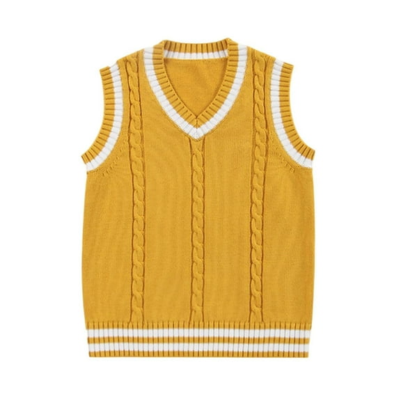 Kids Boys Girls V Neck Vest Sweater Sleeveless Warm Knitted Pullover Knitwear Tops,Christmas Sweater,Size:7-8 Years