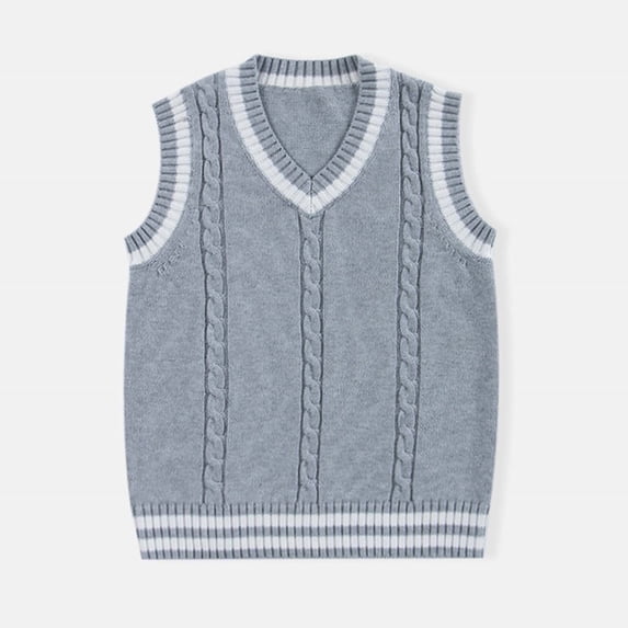 Kids Girls V Neck Vest Sweater Sleeveless Warm Knitted Pullover Knitwear Tops Size 4-5 Years