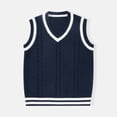 thumbnail image 1 of Kids Boys Girls V Neck Vest Sweater Sleeveless Warm Knitted Pullover Knitwear Tops, 1 of 5