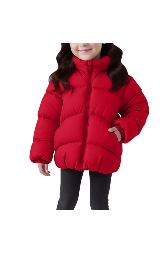 Kids Boys Girls Warm Winter Coat Windproof Puffer Hooded Jacket Lightweight Packable Down Coat Outerwear Red 3-4 Years