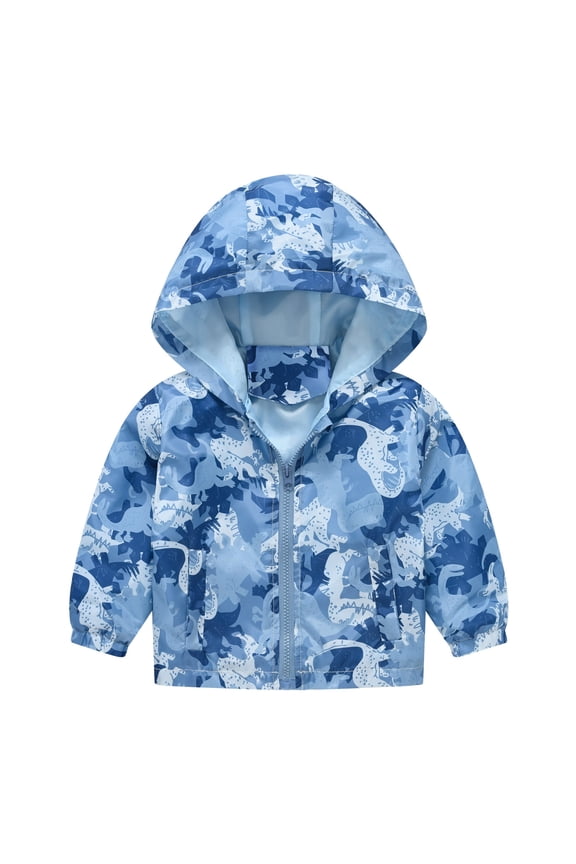 Kids Boys Girls Windbreaker Jacket Toddler Baby Spring Cute Cartoon Coats Heart Rain Jackets Hooded Zip Light Outerwear Coat 12-18 Months