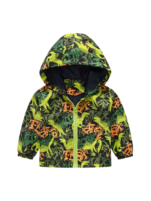 Kids Boys Girls Windbreaker Jacket Toddler Baby Spring Cute Cartoon Coats Rain Jackets Hooded Zip Light Outerwear Coat 18-24 Months