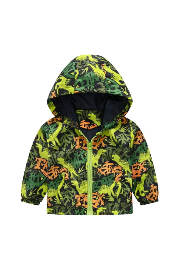 Kids Boys Girls Windbreaker Jacket Toddler Baby Spring Cute Cartoon Coats Heart Rain Jackets Hooded Zip Light Outerwear Coat 18-24 Months