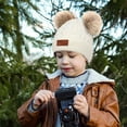 thumbnail image 1 of Kids Boys Girls Winter Beanie Hat Toddler Warm Fleece Lined Knit Thick Beanies Cap with Double Pom Pom, 1 of 6