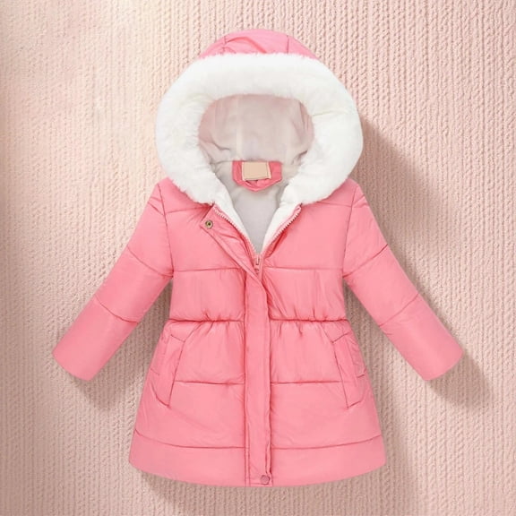 Kids Boys Girls Winter Coat Cute Hooded Jackets with Pockets Windproof Down Jacket Kids Boys Winter Jacket 8-9 Years