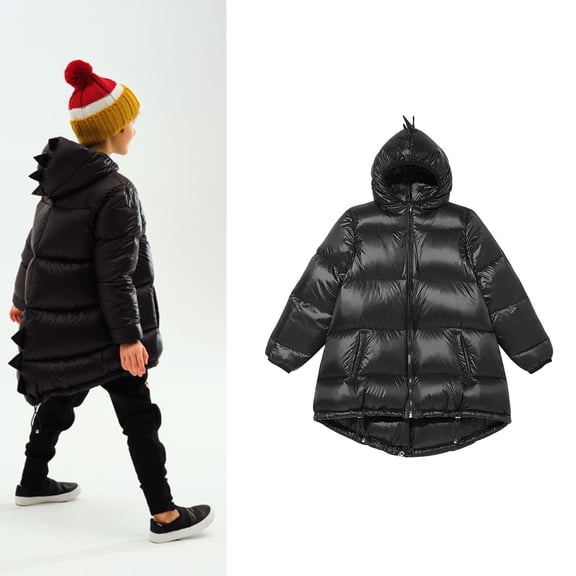 Kids Boys Girls Winter Coat,Little Boys Girls Puffer Coat Cute Dinosaur Hooded Jackets with Pockets Windproof Down Jacket 3-4 Years