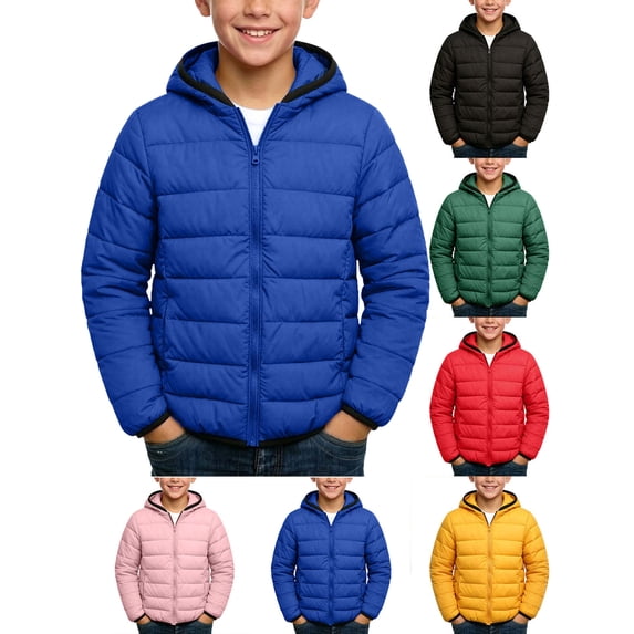 Kids Boys Girls Winter Coats & Jackets,Kids Lightweight Padded Hooded Puffer Autumn And Winter Coat Navy 11-12 Years