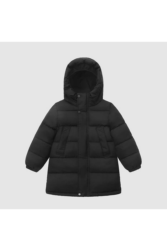 Kids Boys Girls Winter Down Coat with Hoods Thicken Windproof Zipper Warm Winter Coats Kids Winter Warm Outerwear 5-6 Years