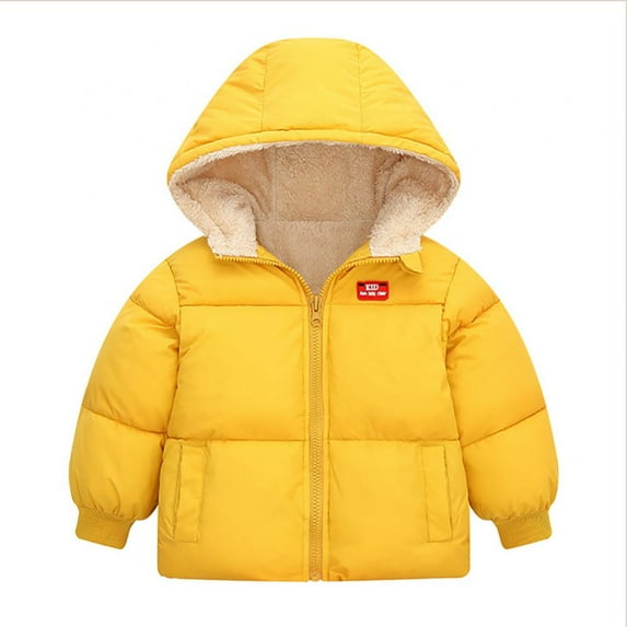 Kids Boys Girls Winter Down Jacket Coat Hood Thick Warm Fleece Snowsuit Outerwear For 1-6 Years