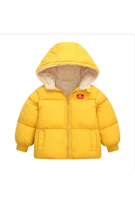 Kids Boys Girls Winter Down Jacket Coat Hood Thick Warm Fleece Snowsuit Outerwear For 1-6 Years
