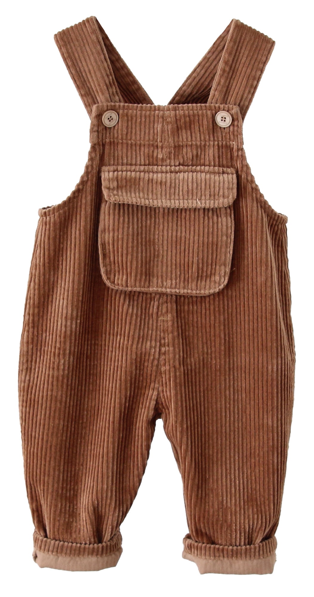 Kids Boys Girls Winter Fall Overalls Cute Halter Sleeveless Jumpsuit One Piece Outfit Solid Suspender Bib Pants with Pocket Browm 4-5T