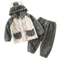 thumbnail image 1 of Kids Boys Girls Winter Pajamas Set Cute Hoodies Sleepwear Fuzzy Long Sleeve Hoodie Sweatshirt and Sweatpant Fall Winter Outfits Set for Boys Girls 2PCS Outfits Clothes Sets Size 8-9, 1 of 3