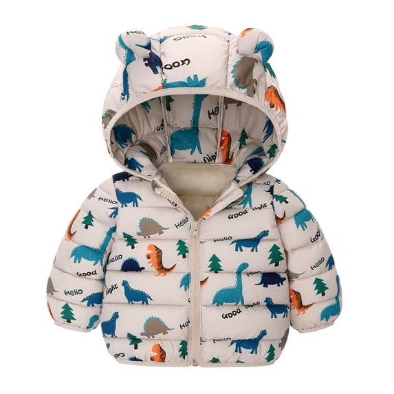 Kids Boys Girls Winter Puffer Jacket Down Coat Toddlers Soft Hooded Coat with Ears Warm Thickened Baby Infant Outerwear Coats 4-5 Years