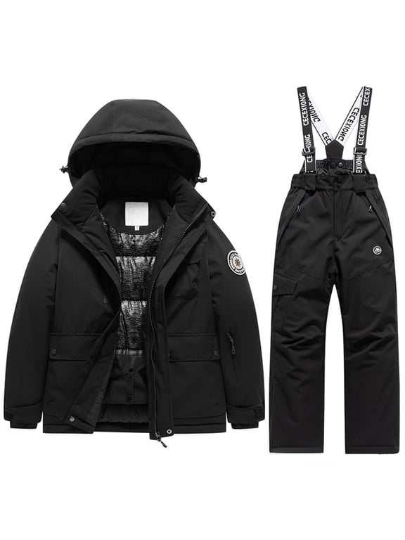 Kids Boys Girls Winter Ski Suit Set With Hooded Puffer Jacket And Snow Bib Pants For Warm Performance Outdoor Outerwear Gear 10-11 Years