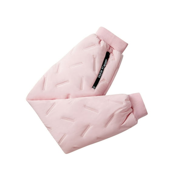 Kids Boys Girls Winter Snow Pant Fleece Lined Waterproof Thickened Down Pants with Zip Pocket Outdoor Active Warm Trousers