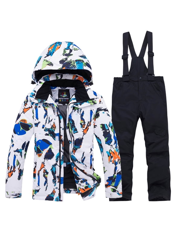 Kids Boys Girls Winter Snowsuit Set Hooded Ski Jacket And Pants Warm Performance Outdoor Outerwear M