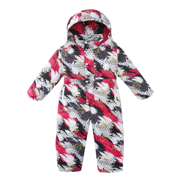 Kids Boys Girls Winter Thicken Detachable Hooded Coat Jacket Snowsuit Child Windproof Warm Jumpsuit Outwear Snow Wear Red 5 Years-6 Years
