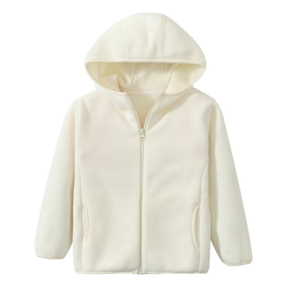 Kids Boys Girls Winter Warm Fleece Hooded Jackets Outerwear Zipper Hoodie Coats with Pockets 4-12 years