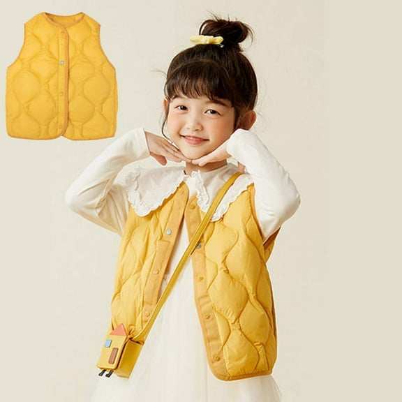 Kids Boys Girls Winter Yellow Vest Windproof Down Jacket Sleeveless Sleeveless Windproof Down Jacket Kids Waterproof Jacket Kids Winter Vest 3T
