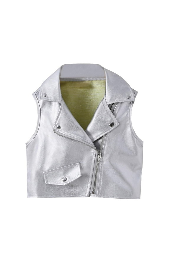 Kids Boys Girls Womens Faux Leather Motorcycle Vest Style Biker Parent-Child Matching Dress Coat 3+Years Kids Leather Jacket