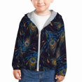 thumbnail image 1 of Kids Boys Girls Zip Up Hoodie - Peacock Feathers Sun Protection Sweatshirt Workout Long Sleeve Jacket, 1 of 7