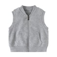 thumbnail image 1 of Kids Boys Girls Zip Up Sweatshirt Vest Sleeveless Baseball Collar Gilet Toddler Sports Waistcoat Light Fleece Lined Outerwear, 1 of 8