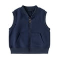 thumbnail image 1 of Kids Boys Girls Zip Up Sweatshirt Vest Sleeveless Baseball Collar Gilet Toddler Sports Waistcoat Light Fleece Lined Outerwear, 1 of 5