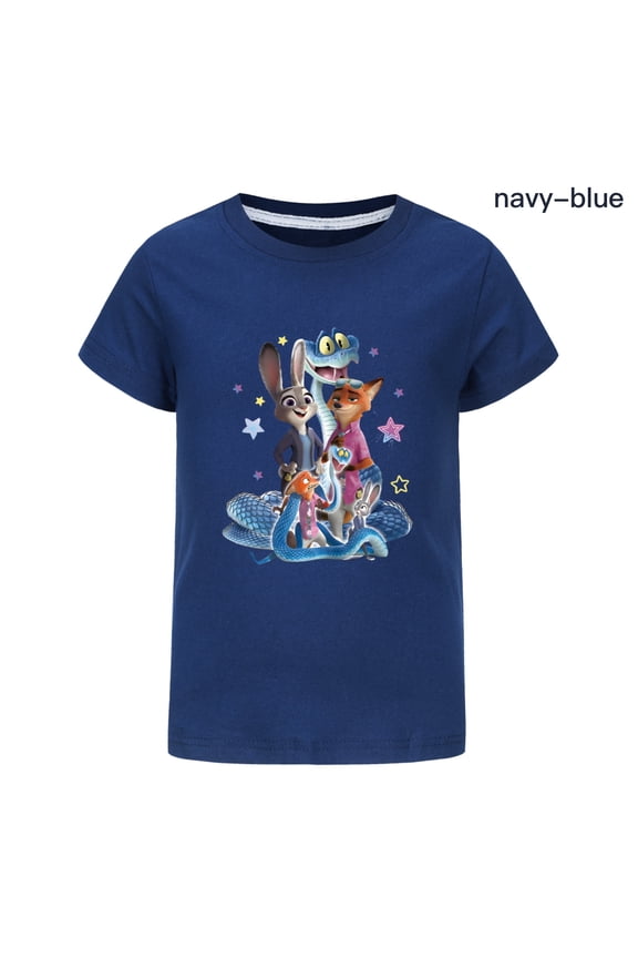 Kids Boys Girls Zootopia2 Nick Judy Gary Snake Movies Cartoon Graphics Printed Casual Sport T-Shirts Summer Short Sleeve Crewneck Breathable Shirt Soft Tops Party Tees Cotton Clothes Anime Gift 4-13