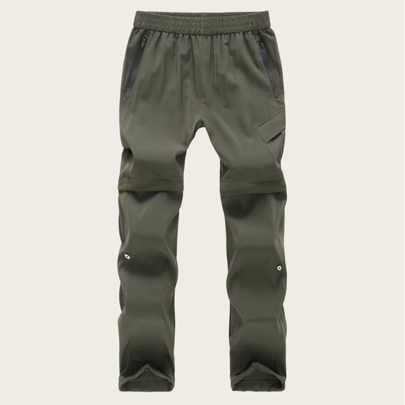 Kids Boys Hiking Cargo Pants Lightweight Quick Dry Elastic Waist Convertible Zip-off Trousers for Outdoor Camping Sports, 3-14Y