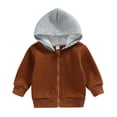 thumbnail image 1 of Kids Boys Hooded Jacket Zipper Cute Color Blocked Cotton Hoodie Coat Winter Children Outwear,6M-4Y, 1 of 10