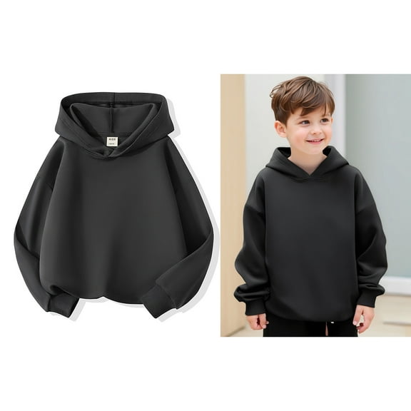 Kids Boys Hoodie Dark Gray Hoodies Long Sleeve Casual Basic Pullover Sweatshirt Hoodie Fall Winter Clothes Kids Girls Clothes 6-7 Years