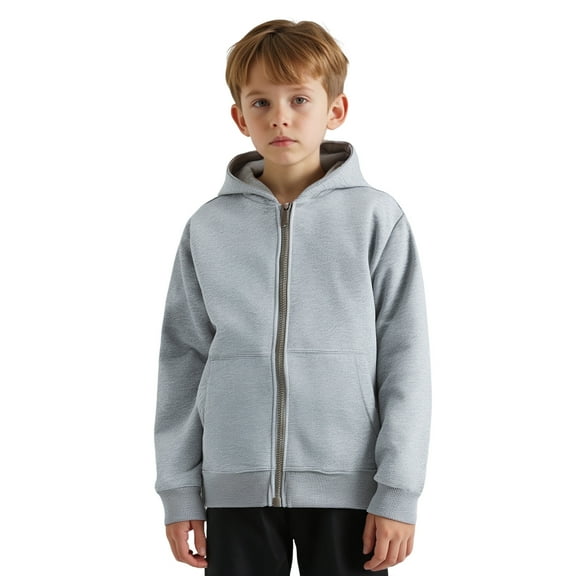 Kids Boys Hoodie Grey Full-Zip Hoodies Casual Long Sleeve Sweatshirts Jackets Fall Clothes Toddler Girl Clothes 5-6 Years Kids Clothes